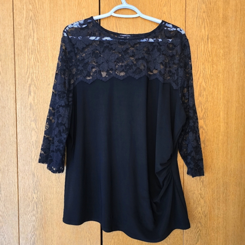Elegant Black Lace Women's Top, Size 18 EUC